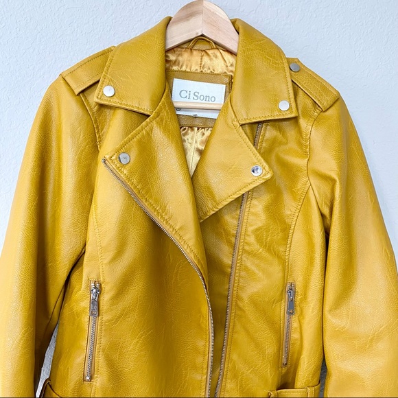 Mustard Faux Leather Jacket - Picture 7 of 9